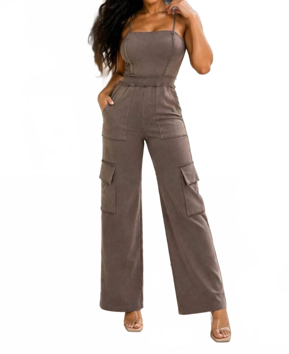 NEW SURELYMINE after midnight cargo jumpsuit in brown